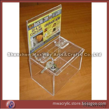 Tabletop Locking Acrylic Ballot/Donation/Suggestion Box with Message Holder